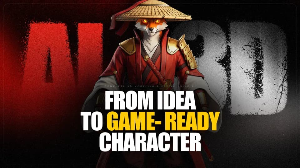 Samurai fox character from the AI x 3D character course